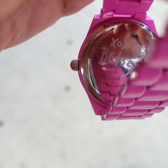 Betsey Johnson Pink and Gold Sparkle Watch With Floating Trinkets EUC - Picture 6 of 10